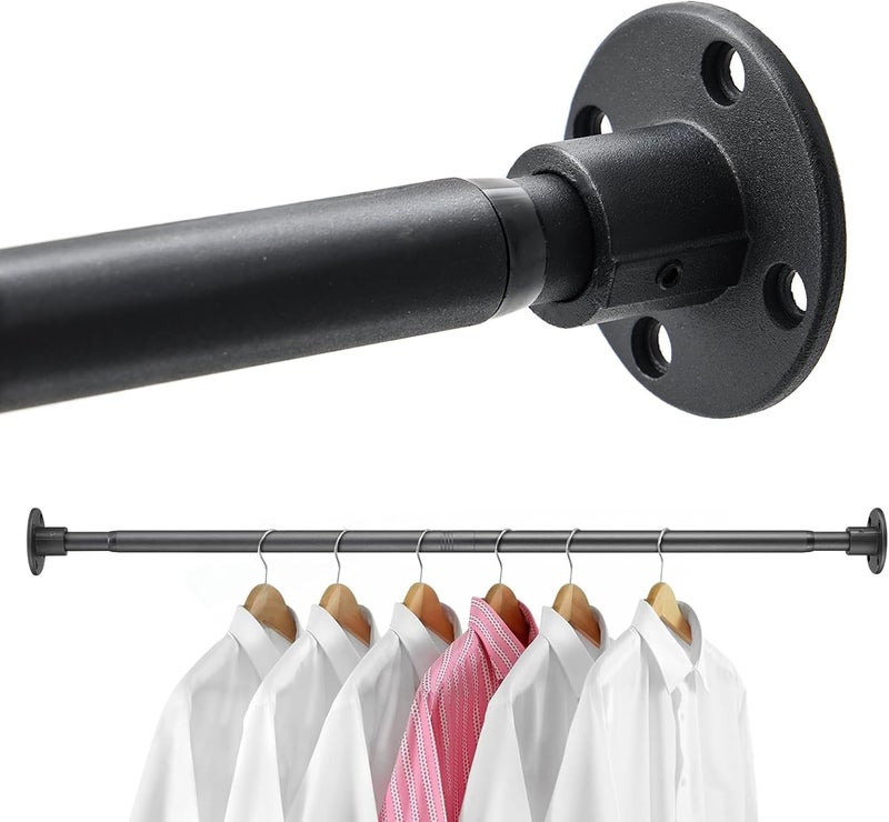 Pragmatist Closet Rods, 28-51 inch Adjustable Size, Screw Fixing Connection, for Closet Wardrobes Laundry RV, Black - Image 1